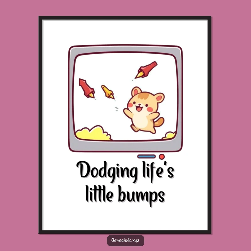 Funny Free Printable Wall Art: Dodging Danger Gamer Animal, Downloadable Art for Your Home