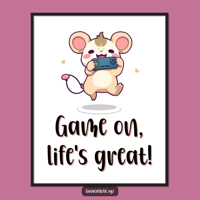 Funny Free Printable Wall Art: Leaping Gamer Creature for Playful Downloadable Decor