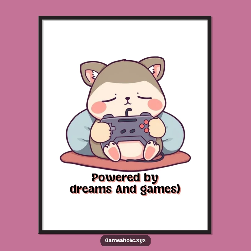 Free Printable Wall Art: Sleeping Gamer Animal Funny Downloadable Art