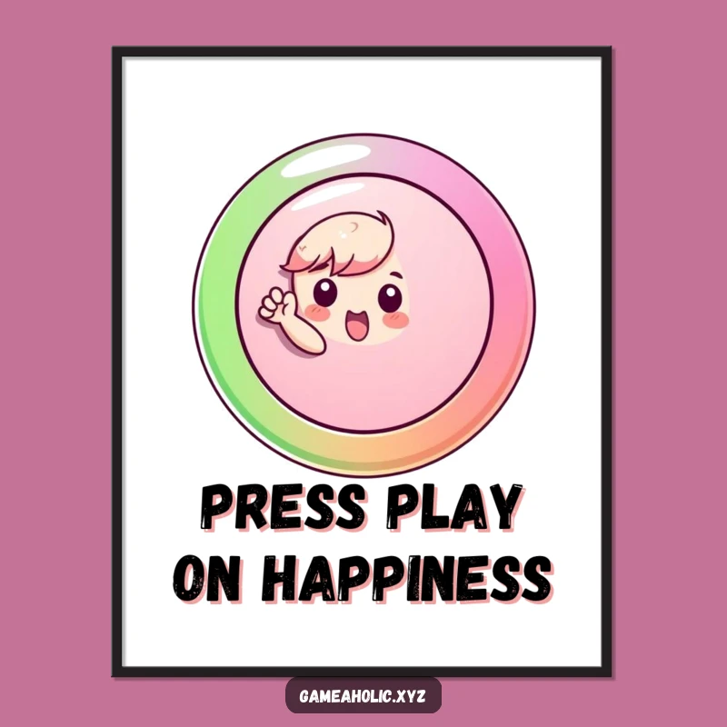 Funny Free Printable Button Push Wall Art - Enthusiastic Character for Bold Decor