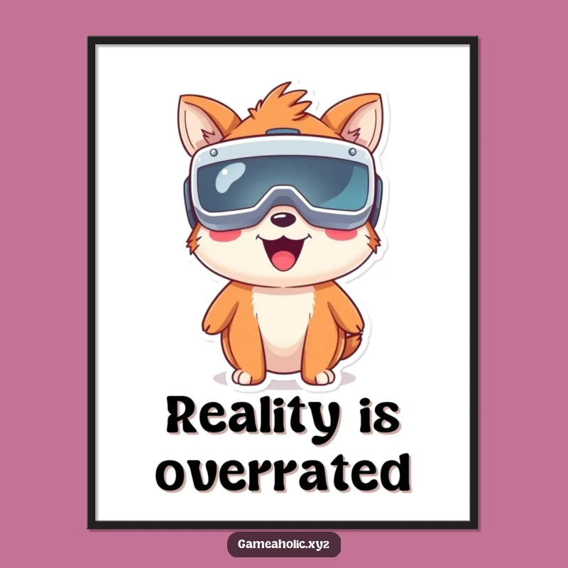 Free Printable Funny Wall Art: Happy VR Animal Oversized Goggles Downloadable Art