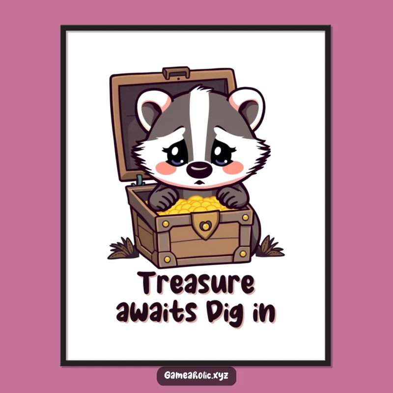Free Printable Wall Art: Treasure Badger, Funny Downloadable Decor for Animal Lovers