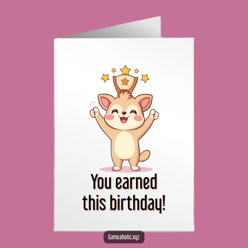 Free Printable Award Winner Birthday Card - Animal Character's Triumphant Smile