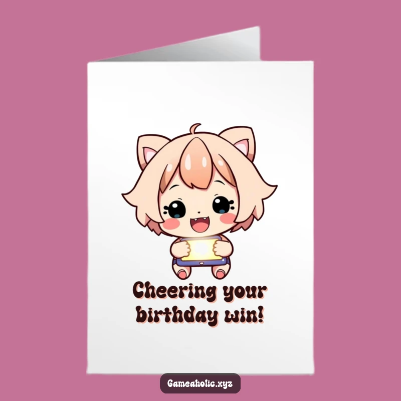 Free Printable Birthday Card: Focused Cheering Character! Downloadable Fun Gift