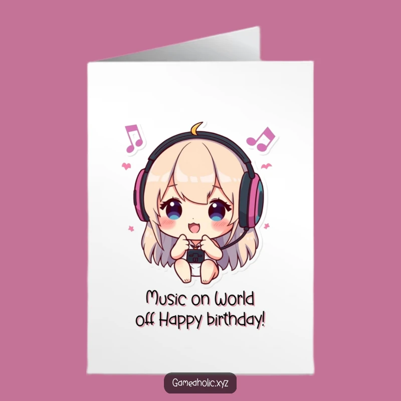 Free Printable Birthday Card: Funny Gamer Headphone Guy Fun Downloadable Gift