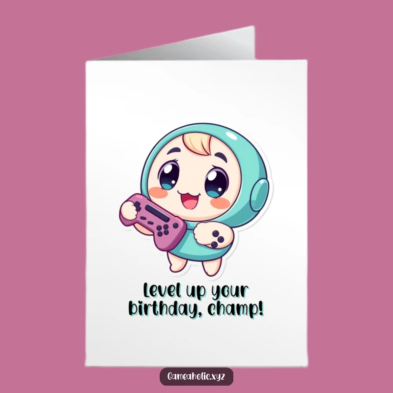 Free Printable Funny Birthday Card: Game On Round Character, Perfect Downloadable Gift!