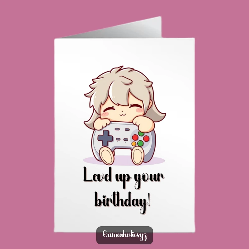Free Printable Gaming Birthday Card - Hugging Controller Downloadable Fun