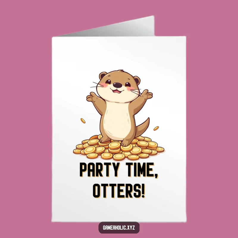 Free Printable Otter Birthday Card: Playful Victory Dance Downloadable Fun