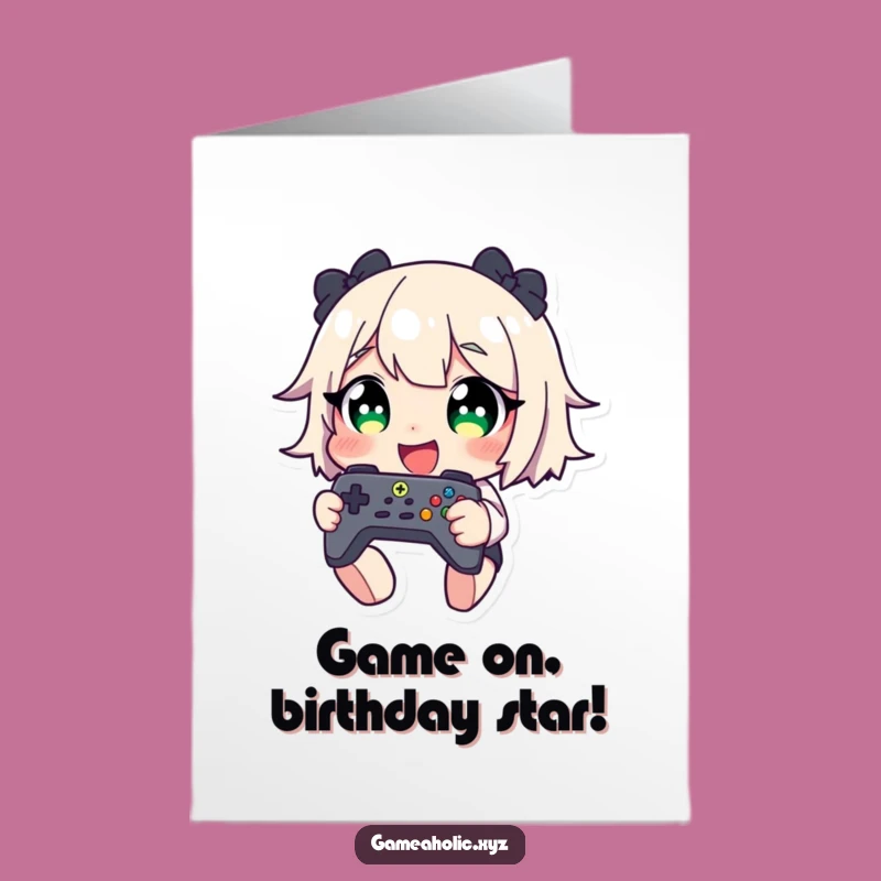 Free Printable Birthday Card: Giggling Gamer Character Celebration!