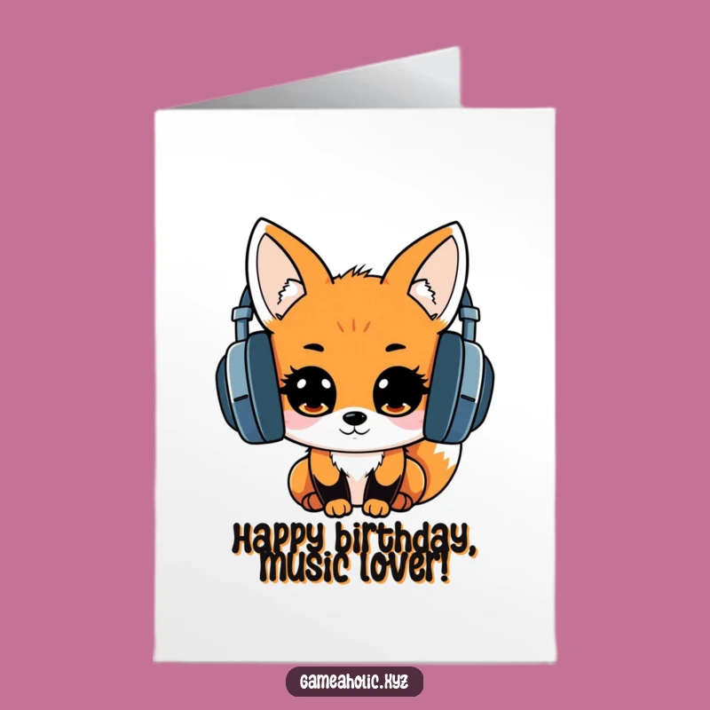 Free Printable Birthday Card: Kawaii Fox DJ, Exciting Music Lover, Fun Downloadable Gift
