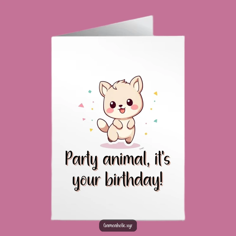 Free Printable Playful Animal Birthday Card - Confetti Fun Downloadable Gift