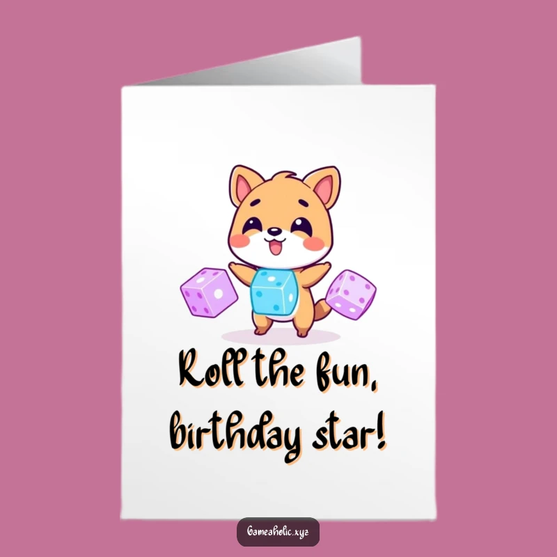 Free Printable Birthday Card: Juggling Dice Animal Fun, Perfect Downloadable Gift