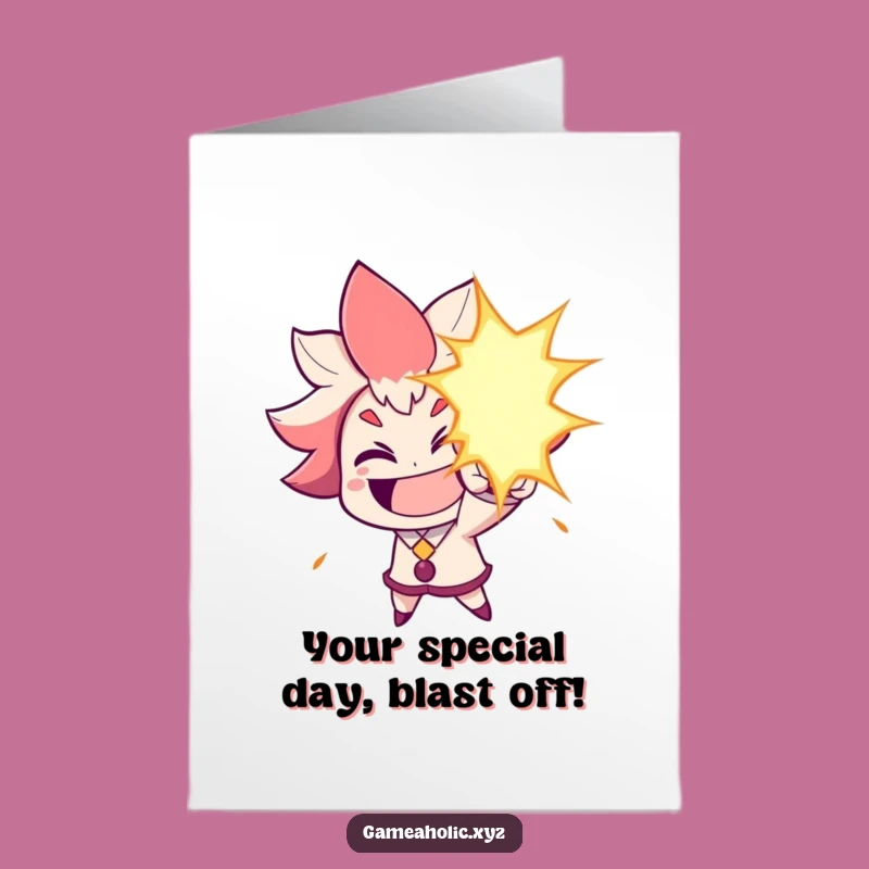 Free Printable Birthday Card: Funny Energy Blast Character, Hilarious Downloadable Gift