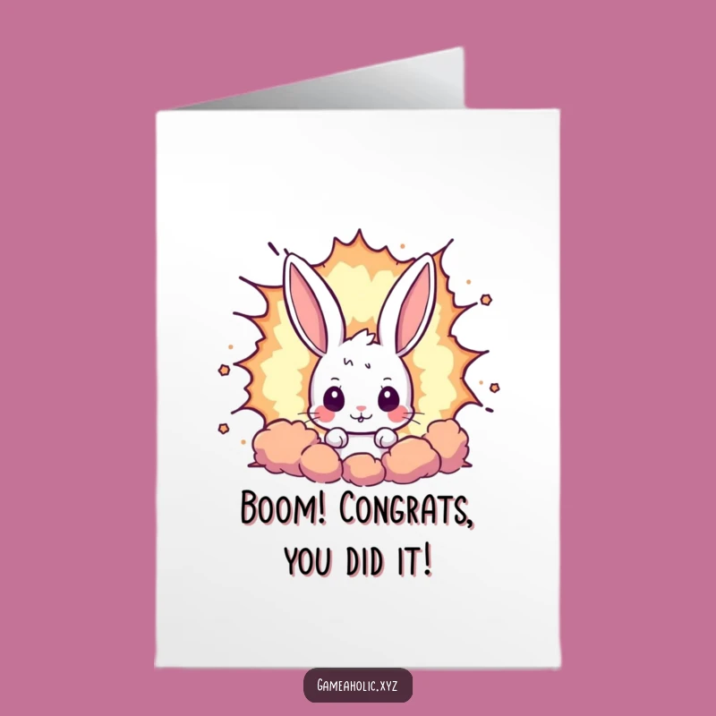 Free Printable Rabbit Pixel Blast Congrats Card - Hilarious Downloadable Achievement Gift