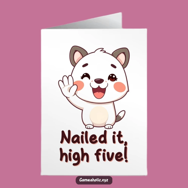 Free Printable Congrats Animal Card: High-Five Success Downloadable Funny Gift