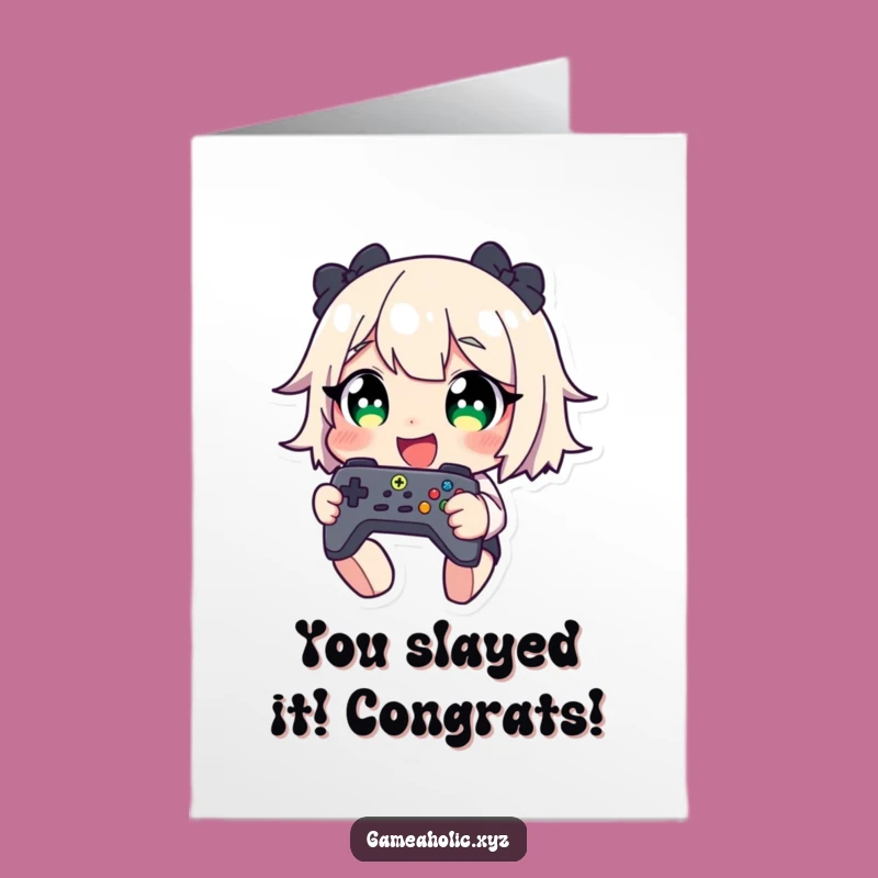 Free Printable Congrats Card: Giggling Gamer's Big Win!