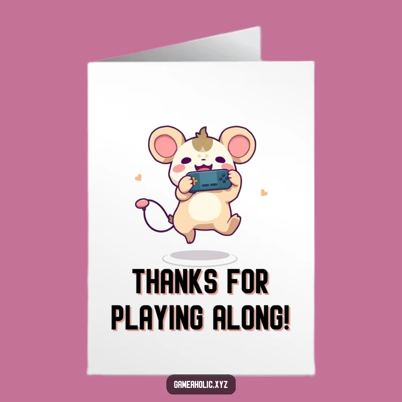 Awesome Free Printable Thank You Card: Gamer Creature's Joyful Leap