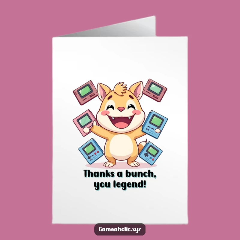 Free Printable Thank You Card: Juggling Gamer Animal Expressing Gratitude, Easy Download