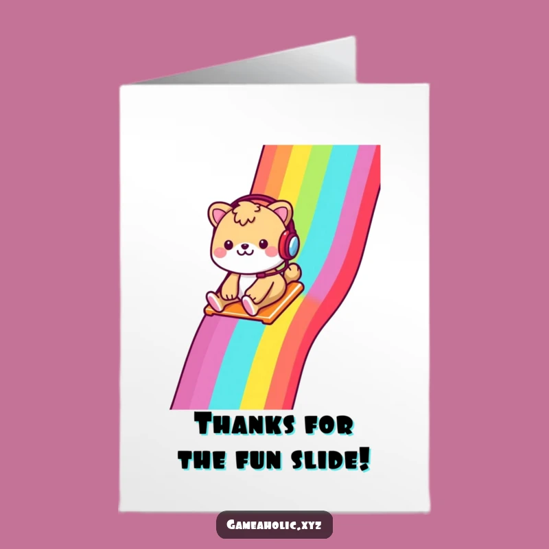 Vibrant Free Printable Thank You Card: Rainbow Slide Animal Expresses Thanks