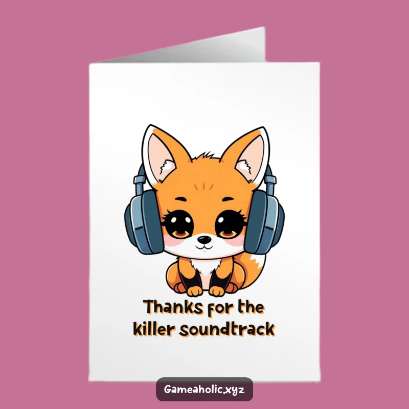 Free Printable Thank You Card: Kawaii Fox Grooves, Music Lover's Gratitude, Downloadable Gift