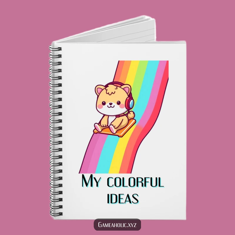 Funny Gamer Animal Notebook - Cheerful Animal Slides Rainbow, Journal Gift!