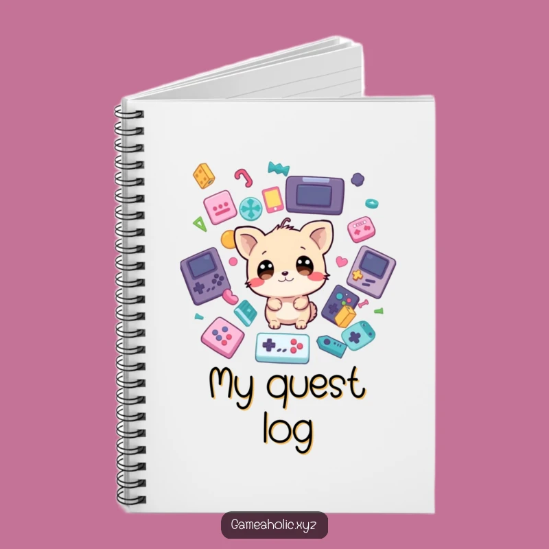 Funny Notebook: Gamer Animal Wide Eyes & Falling Game Icons, Journal Gift