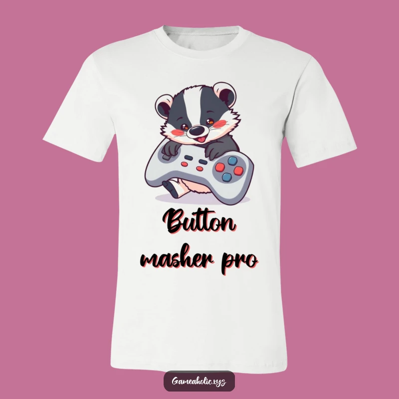 Funny Badger Button Masher T-Shirt - Gift for Enthusiastic Gamers