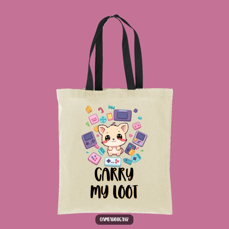 Funny Tote Bag: Gamer Animal Wide Eyes & Falling Game Icons, Practical Gift