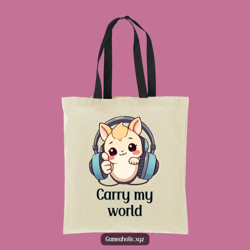 Funny Tech Tote Bag: Creature Headset Thumbs Up - Carry Your Style