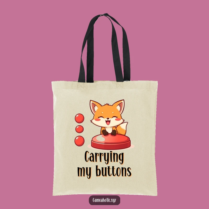 Funny Fox Button Press Tote Bag - Carry Your Laughs Everywhere You Go