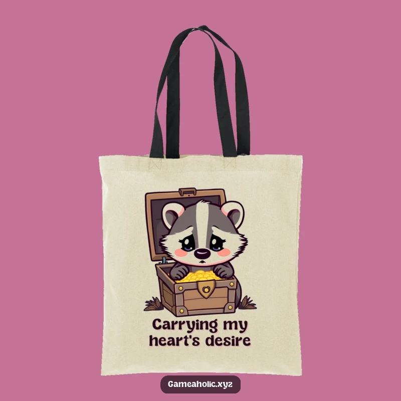 Funny Badger Tote Bag: Treasure Hunter Design, Heart Eyes, Practical Gift