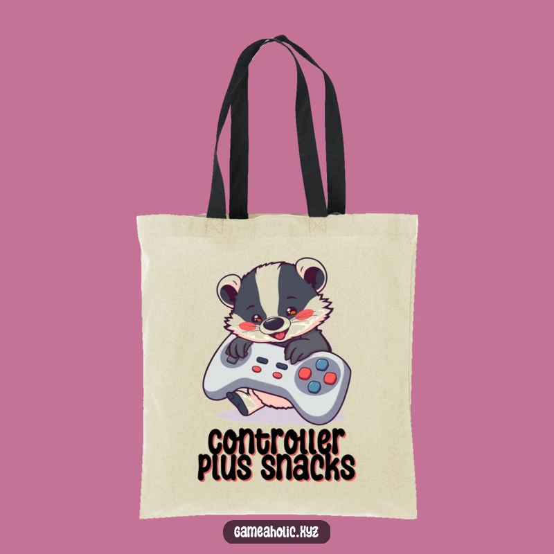 Funny Badger Game Controller Tote Bag - Carry Your Fun Gear